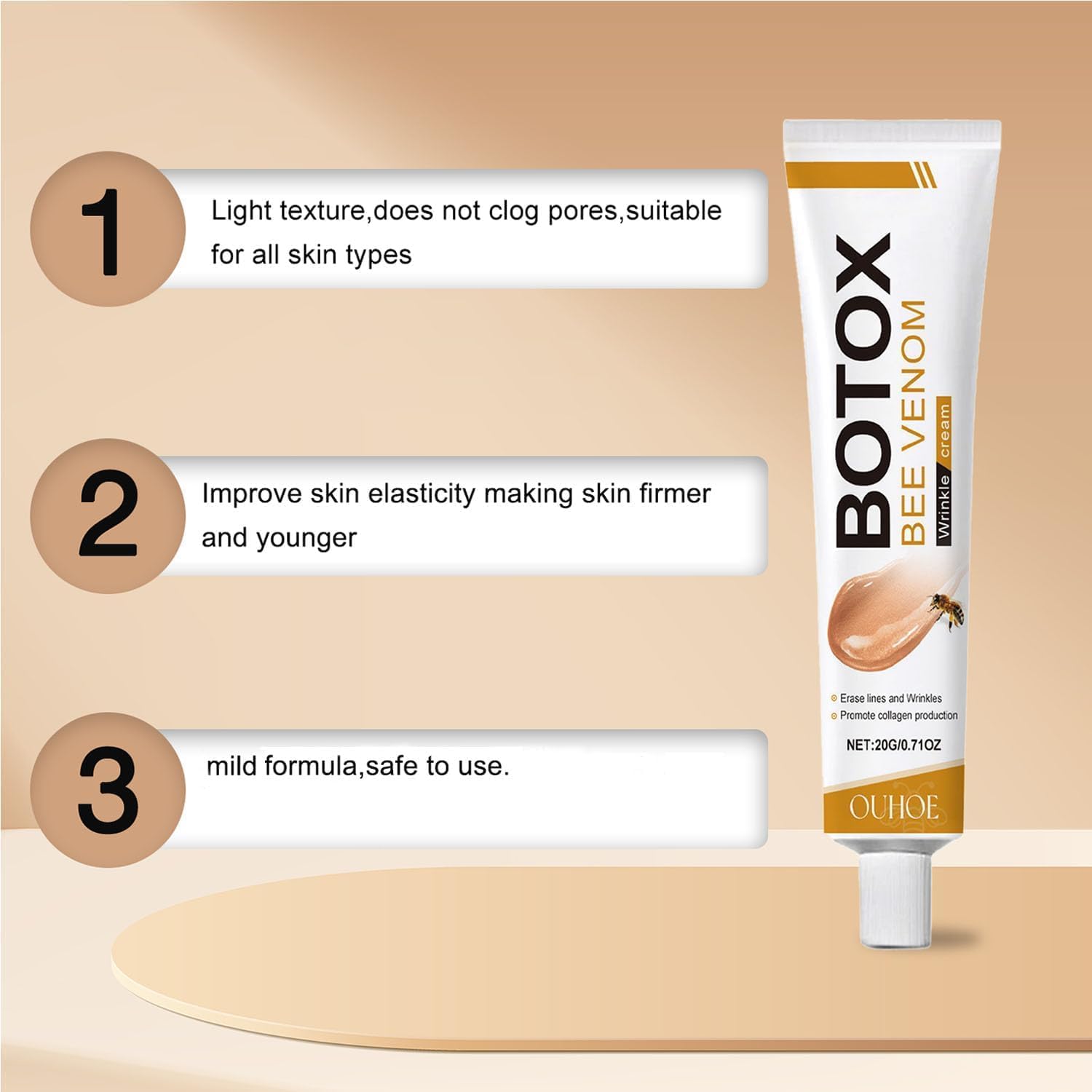 Boto-x Bee Venom Cream Wrinkle Firming Removal,Lifting,Moisturizing,& Recovery for All Skin Type,Anti-Aging Bee Venom Creaming,Face Cream-Moisturiser (1pcs, regular)
