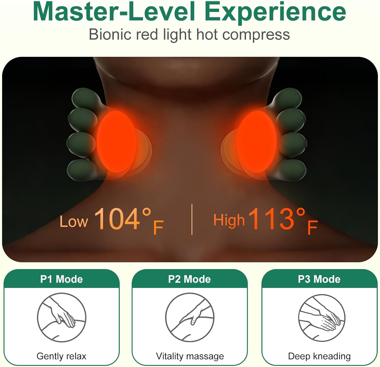 Human-Like Neck Massager with Heat for Pain Relief Deep Tissue, Cordless 4D Kneading Neck and Shoulder Massager Back Massager with Bionic fingers Massage and Screen, Ideal Gifts for Women Men
