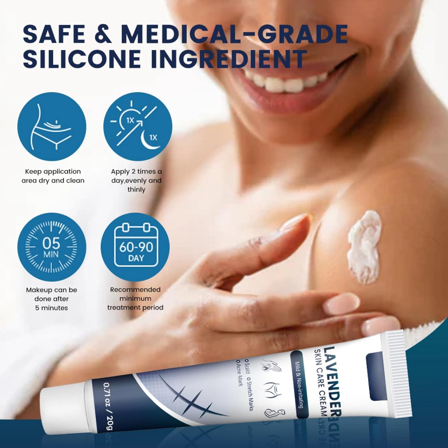 Lavender Skin Care Cream 20g - Scar Repair Cream for Burns, Stretch Marks, Acne Scars, and Old Scars, Soothing Lavender Infusion for Skin Recovery, Naturally Reduces the Appearance of Scars