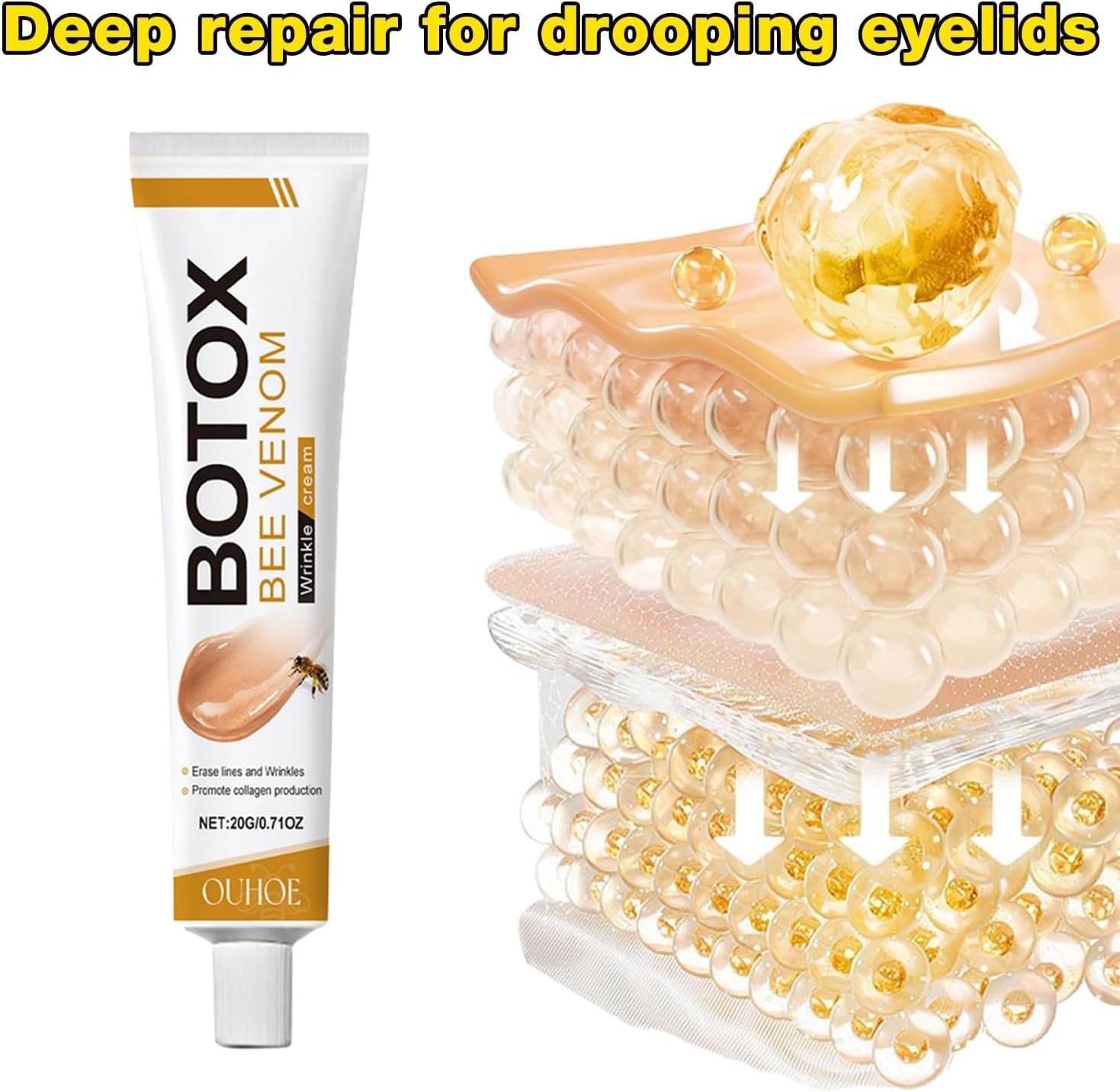 Boto-x Bee Venom Cream Wrinkle Firming Removal,Lifting,Moisturizing,& Recovery for All Skin Type,Anti-Aging Bee Venom Creaming,Face Cream-Moisturiser (1pcs, regular)